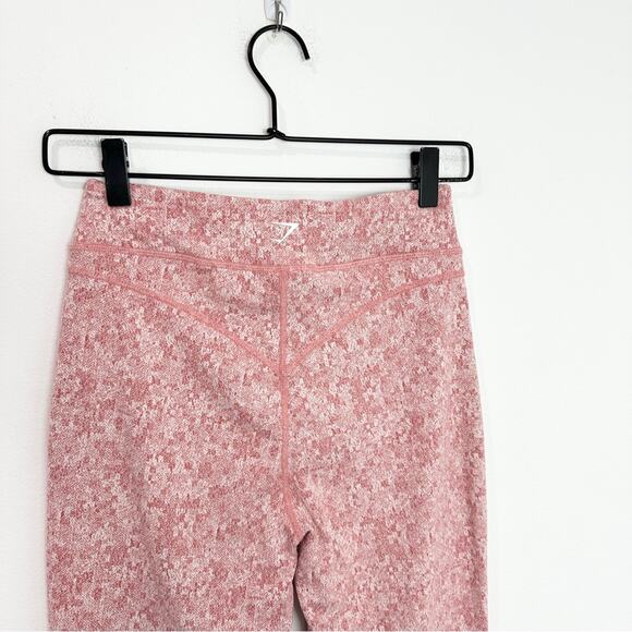 Gymshark Fleur Moroccan Pink Brick Marl Texture Legging Medium Athletic Sporty - Picture 4 of 6
